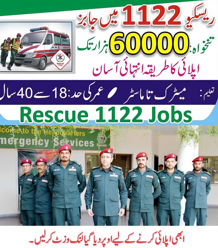 Punjab Emergency Service Rescue 1122 Latest Jobs Advertisement 2025